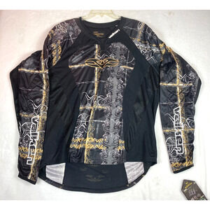 Valken Crusade Paintball Jersey Shirt Mens XL Black Gray Yellow Graphic Poly NWT